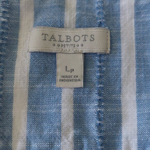Talbots Blue & White Stripe Flutter Sleeve Blouse Women's Size Lp - Picture 7 of 8